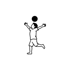 Vector art of silhouette of a child playing with a ball, arms outstretched, , capturing a moment of joy and active play