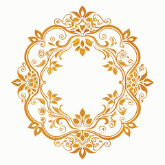 Elegant golden floral arabesque ornamental frame design