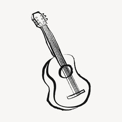 Fototapeta premium Acoustic guitar, musical instrument doodle in black