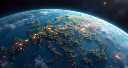 can you create a hyper realistic image of hyperspectral imagery in agriculture? This one should show a satellite over the earcth capturing hyperspectral images.
