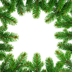 Christmas fir branches frame a black center