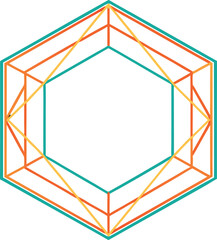 Minimalist geometric frame with abstract polygon accents