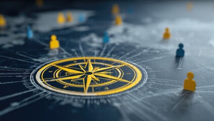 Global network concept, compass in center