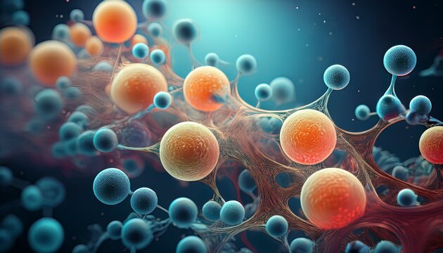 detailed 3d rendering of cla molecules targeting fat cells to reduce body fat