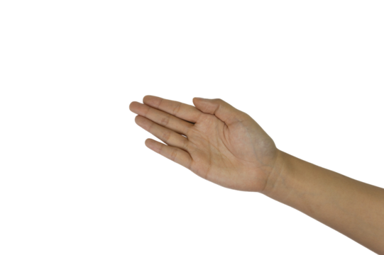 Isolated open hand gesture against transparent background suitable for graphic elements