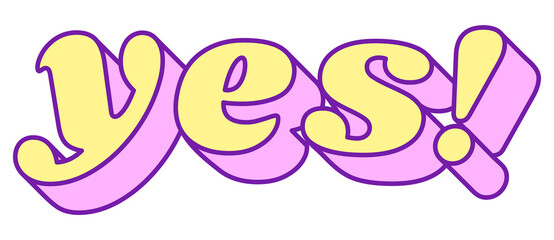 Yes! word png retro typography