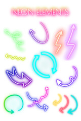 Neon arrows sign set design element