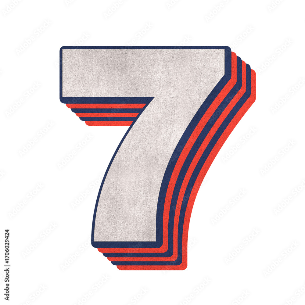 Poster number seven layered text effect png font