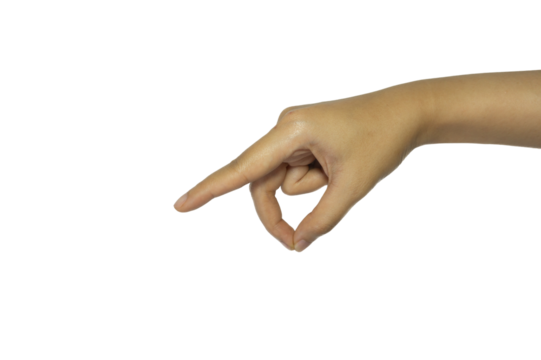 An isolated hand in a pointing or selecting gesture against transparent background, a versatile