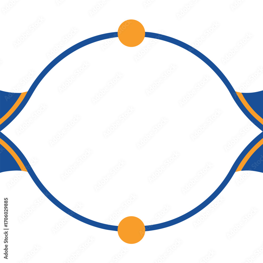 Poster blue and orange abstract graphic design with curved lines and circles vector