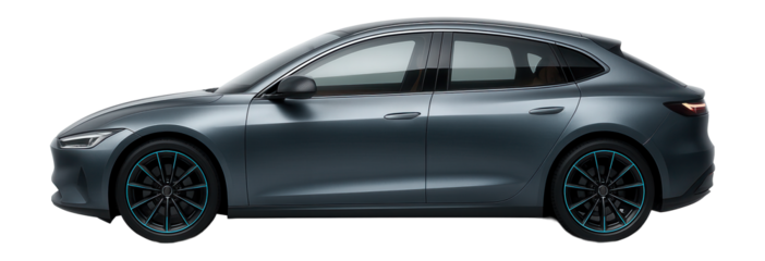 Luxury compact hatchback with wood grain interior and ambient lighting