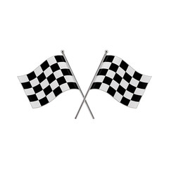 Crossed black and white checkered racing flags
