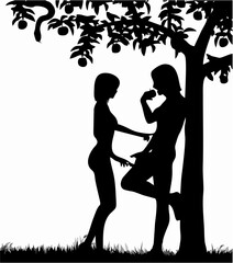 Adam and Eve with Apple Tree ...