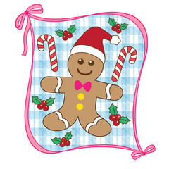 Christmas Gingerbread Man Bow Coquette Frame