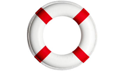Red Life Buoy PNG, Lifesaver Ring for Safety and Rescue, Transparent Background, Marine and Ocean Equipment Illustration, Emergency Float Design