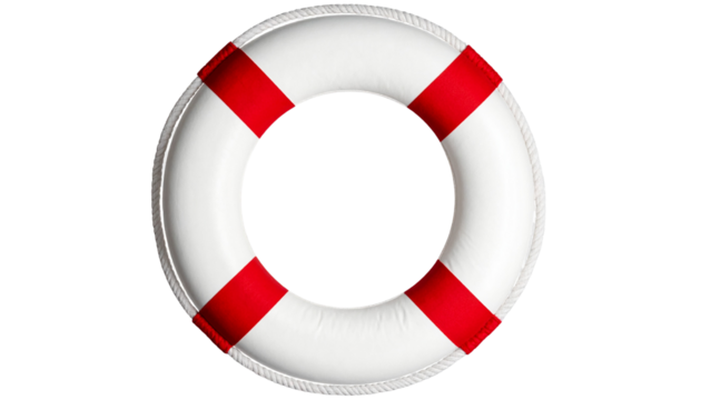 Red Life Buoy PNG, Lifesaver Ring for Safety and Rescue, Transparent Background, Marine and Ocean Equipment Illustration, Emergency Float Design
