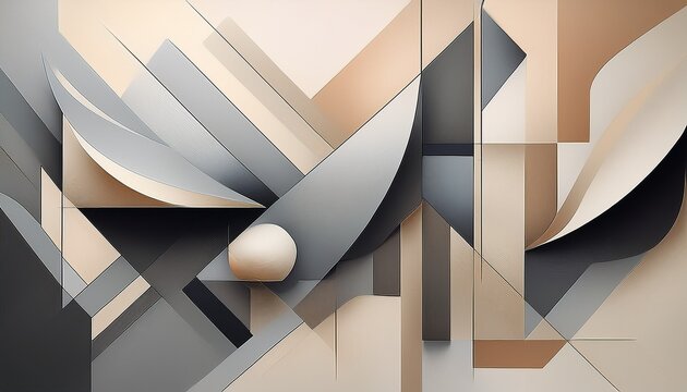abstract geometric composition in shades of gray and beige