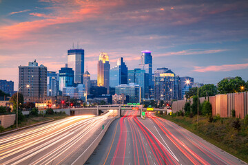 Minneapolis, Minnesota, USA. Cityscape image of downtown Minneapolis, Minnesota, USA with busy...