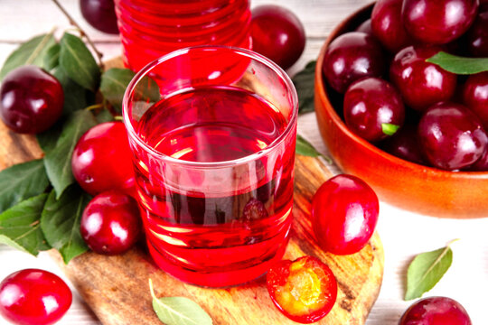 Sweet and tasty red cherry plum juice