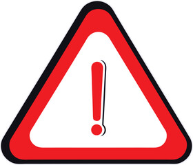 Bright red warning exclamation mark symbol triangle alert hazard safety icon graphic