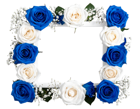 Decorative Blue Rose Floral Frame in Square Shape