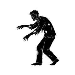 Vector art of silhouette of a zombie walking halloween concept with undead monster, creepy character, and spooky silhouette