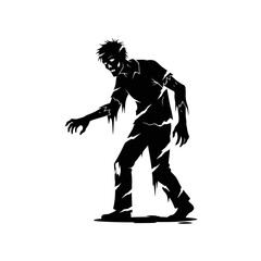 Vector art of silhouette of a menacing zombie walking, a spooky and undead figure for halloween or horror themed designs