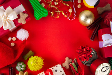 Pets Christmas holiday shopping and gifts background