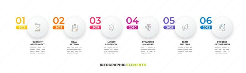 Vector template circle infographics. Business concept with 6 options and parts. Six steps for content, flowchart, timeline, levels