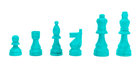 Turquoise wooden chess pieces design element