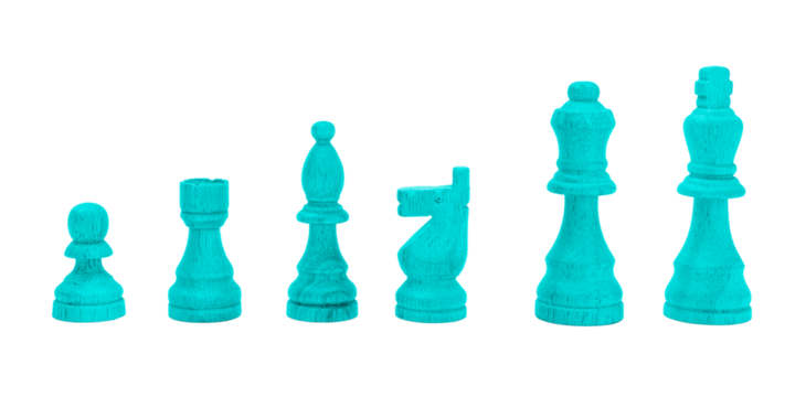 Turquoise wooden chess pieces design element