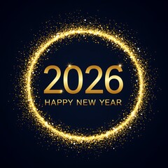 A dazzling graphic of the year 2026 surrounded by a shimmering gold light trail
