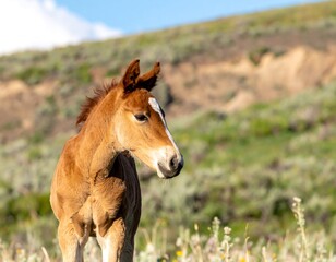 Foal in a mountain meadow