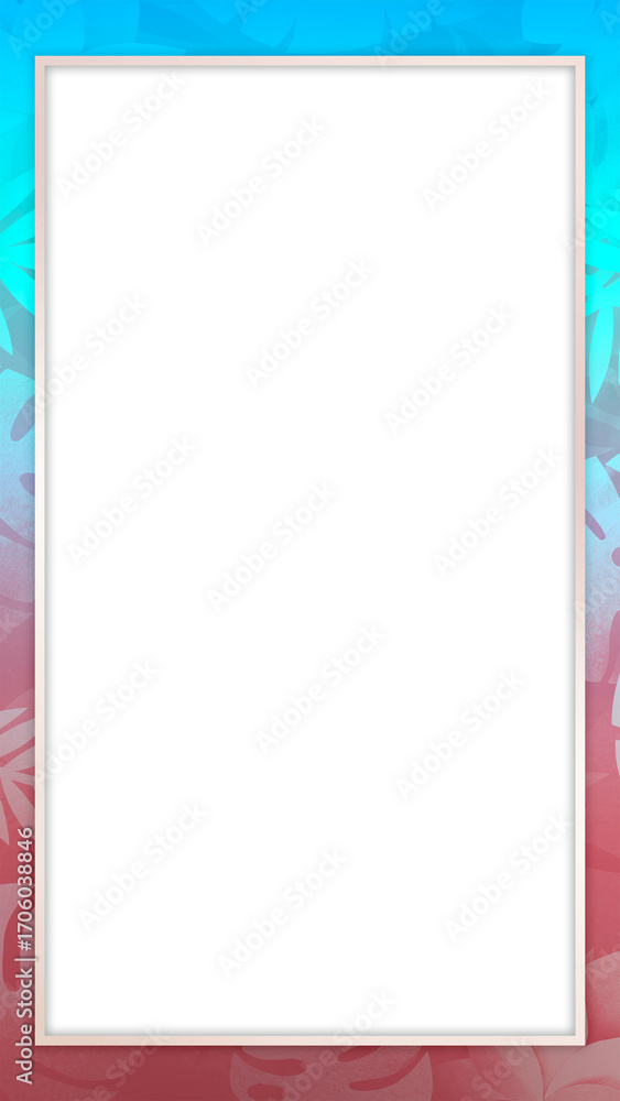 Aufkleber blue and red leaf patterned frame design element