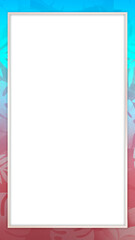 Blue and red leaf patterned frame design element