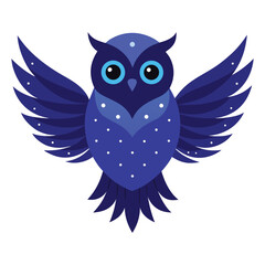 Elegant Owl Vector with Glowing Eyes and Constellation Light Spots on White Background