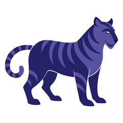 Celestial Tiger Vector in Violet Indigo with Glowing Star Stripes on White Background