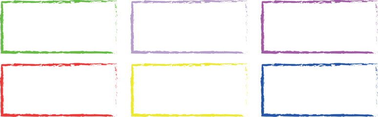 Handmade Colourful Paint Line Brush Stamp Set: Rough Spray Ink Boxes, Distressed Background Scratches, and Grunge Frame Elements for Bold Typography