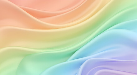 Obraz premium Pastel rainbow silk fabric with soft folds creating a smooth and elegant texture