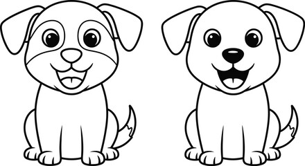 Cute cartoon puppy dog drawing illustration for kids coloring