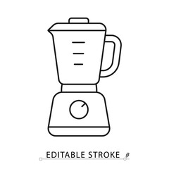 A blender icon in minimalist style with editable stroke. Kitchen appliance symbol, food preparation element, household object, smoothie concept, drink pictogram, mixing design