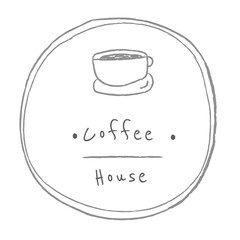 Coffee house badge doodle style illustration