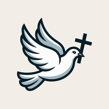 Dove cristo crucificado logo vector white background .