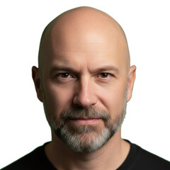 bald man model isolated on transparent background