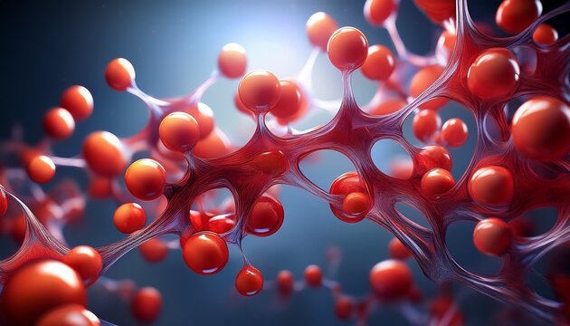 3d render of astaxanthin molecules illustrating its antioxidant properties for health and wellness applications