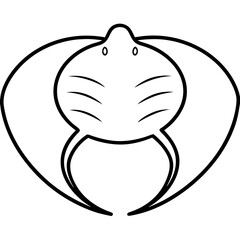 Stylized outline of a manta ray swimming in the ocean silhouette