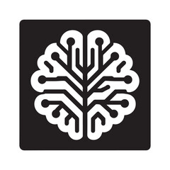 AI brain chip vector silhouette outline logo design concept illustration