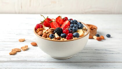 Bowl of healthy breakfast cereal with fruit