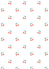 Png hand drawn cherry pattern transparent background