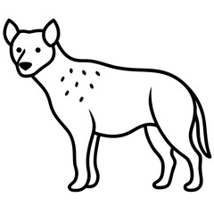 A simple line drawing of a hyena standing with spots in silhouette